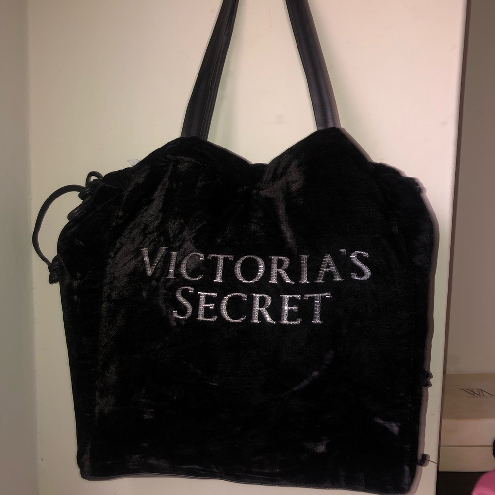 Victoria's Secret Black Velvet Tote Bag